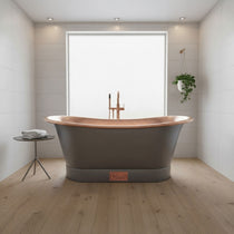 Straight Base Copper Bathtub Polished Copper Interior & RAL7021 Black Grey Exterior