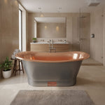 Load image into Gallery viewer, Straight Base Copper Bathtub Polished Copper Interior &amp; RAL7021 Black Grey Exterior
