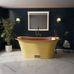 Load image into Gallery viewer, Straight Base Copper Bathtub Polished Copper Interior &amp; RAL 1003 Signal Yellow Exterior

