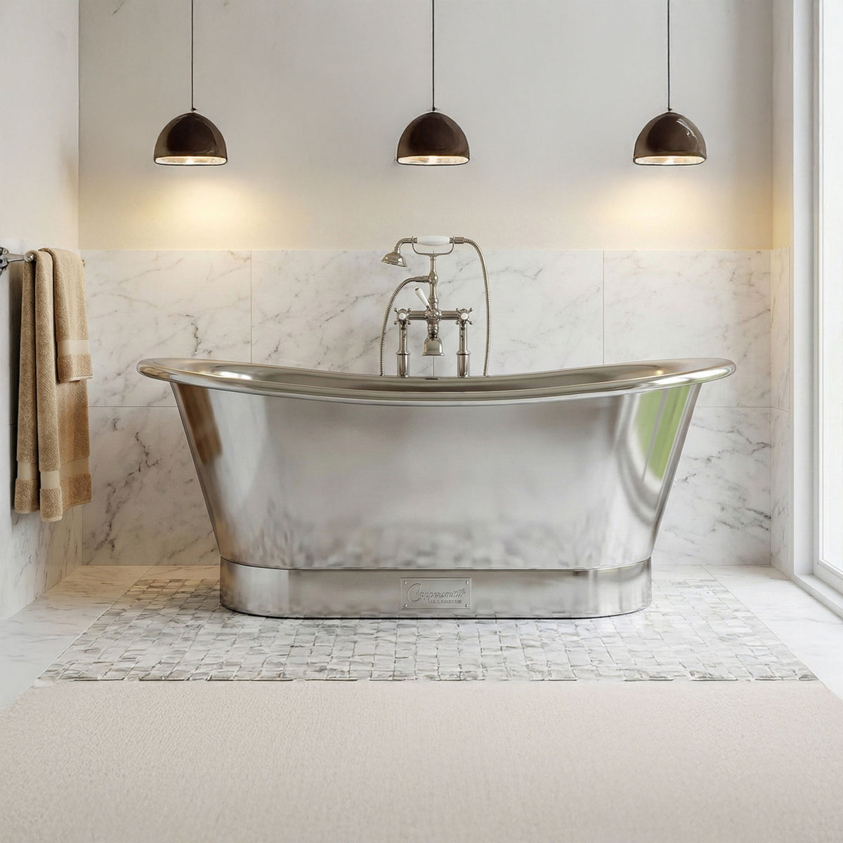 Straight base stainless steel bathtub full steel finish
