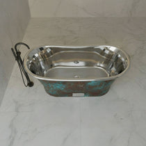 Straight Base Stainless Steel Bathtub Weathered Patina Exterior Finish