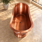 Load image into Gallery viewer, Flat Rim Freestanding Copper Bathtub Smooth Plain Medium Antique Finish Interior &amp; Exterior
