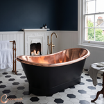 Load image into Gallery viewer, Roll Top Copper Bathtub Inside Polish Copper Outside Black
