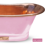 Load image into Gallery viewer, Straight Base Copper Bathtub Polished Copper Interior &amp; RAL4003 Exterior
