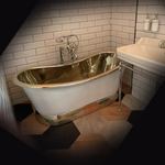 Load image into Gallery viewer, Slanting Base Copper Bathtub Nickel Inside &amp; on Base Matt White Powder Coated Outside Outside
