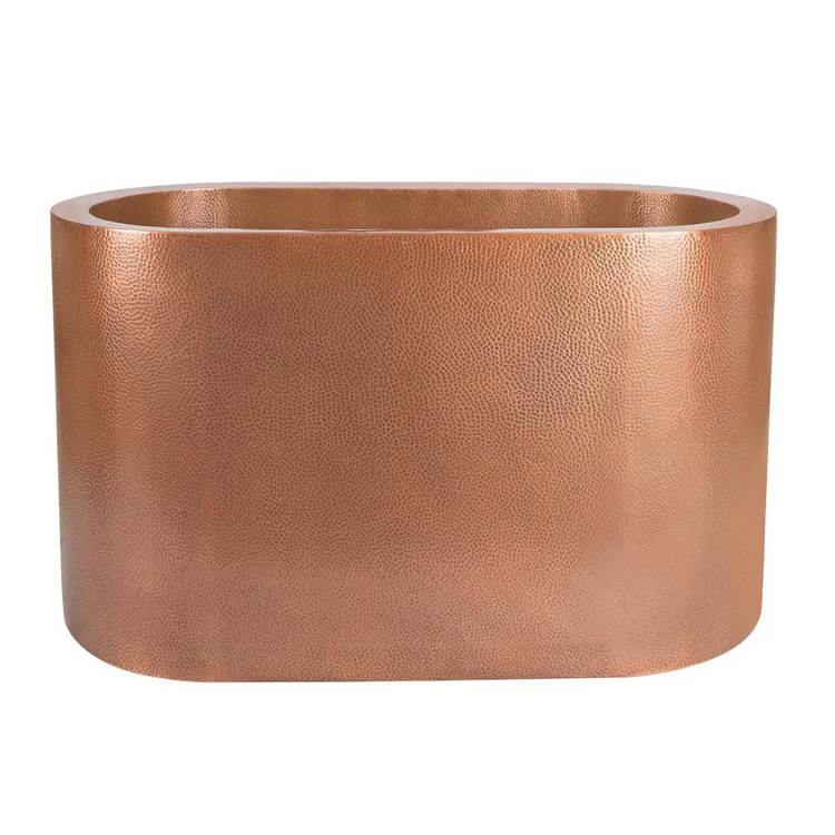 Japanese Soaking Tub Double Wall Hammered Antique Copper Bathtub with Seats