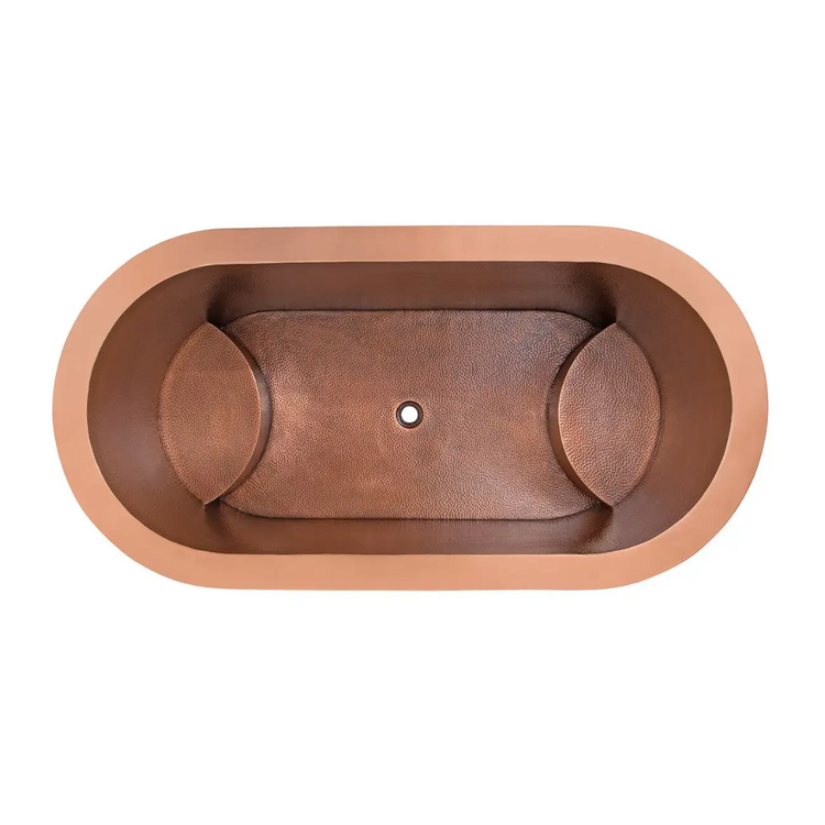 Japanese Soaking Tub Double Wall Hammered Antique Copper Bathtub with Seats