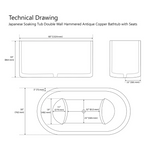 Load image into Gallery viewer, Japanese Soaking Tub Double Wall Hammered Antique Copper Bathtub with Seats
