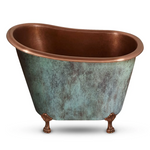 Load image into Gallery viewer, Clawfoot Bathtub Hammered Copper Single-Slipper Blue-Green Patina Soaking Tub 49-inch
