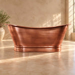 Load image into Gallery viewer, Flat Rim Freestanding Copper Bathtub Smooth Plain Medium Antique Finish Interior &amp; Exterior
