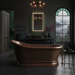 Load image into Gallery viewer, Hammered Copper Single Slipper Tub with Smooth Round Pedestal Base
