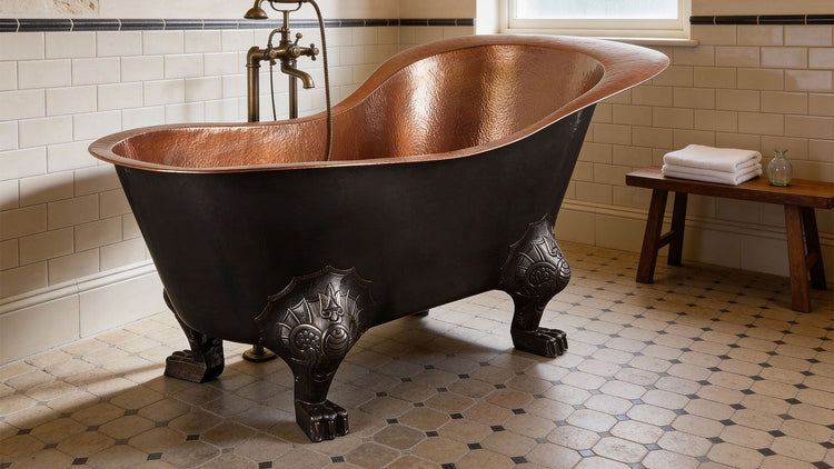 Clawfoot Copper Tub Chinese Style - The Bridgerton Bath