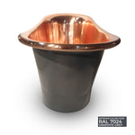 Load image into Gallery viewer, Straight Base Copper Bathtub Polished Copper Interior RAL7024 Graphite grey Exterior
