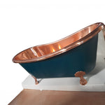 Load image into Gallery viewer, Copper Bathtub RAL 6004 Blue-Green Exterior &amp; Copper Clawfoot Legs
