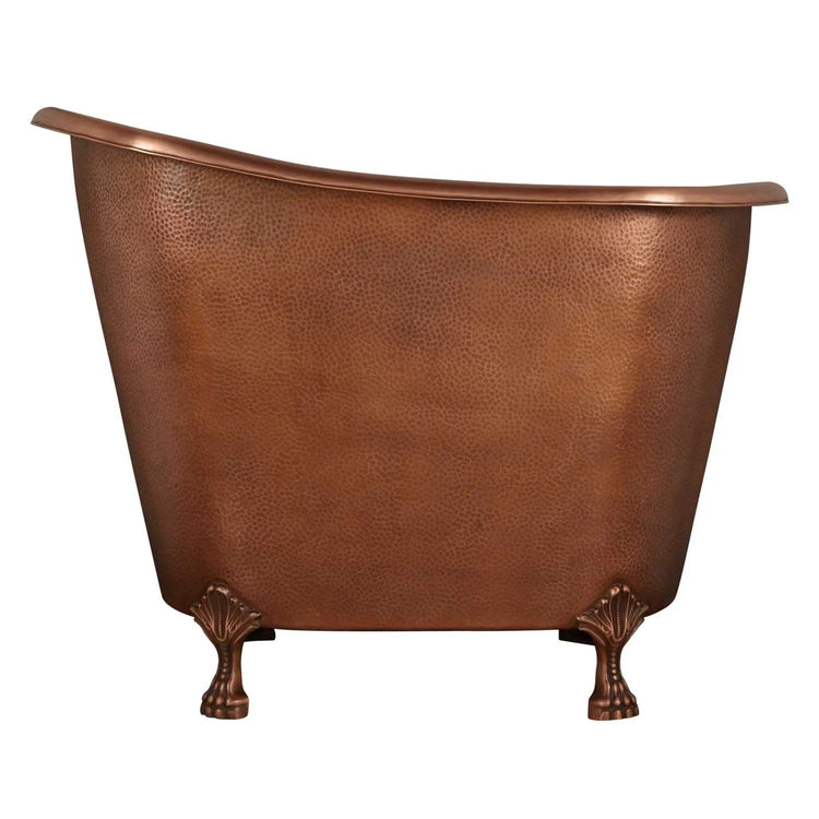 Clawfoot Bathtub Hammered Copper Single-Slipper Soaking Tub 49-inch