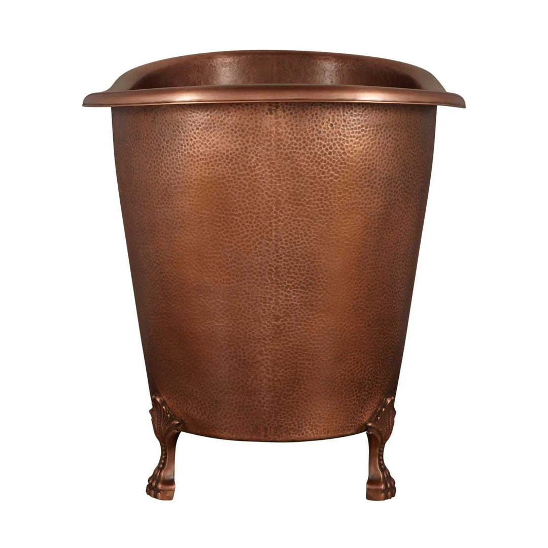 Clawfoot Bathtub Hammered Copper Single-Slipper Soaking Tub 49-inch