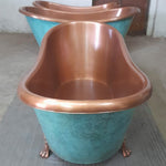 Load image into Gallery viewer, Clawfoot Copper Bathtub Plain Antique Finish Interior &amp; Patina Exterior
