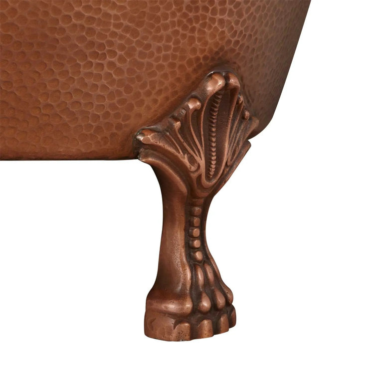 Clawfoot Bathtub Hammered Copper Single-Slipper Soaking Tub 49-inch