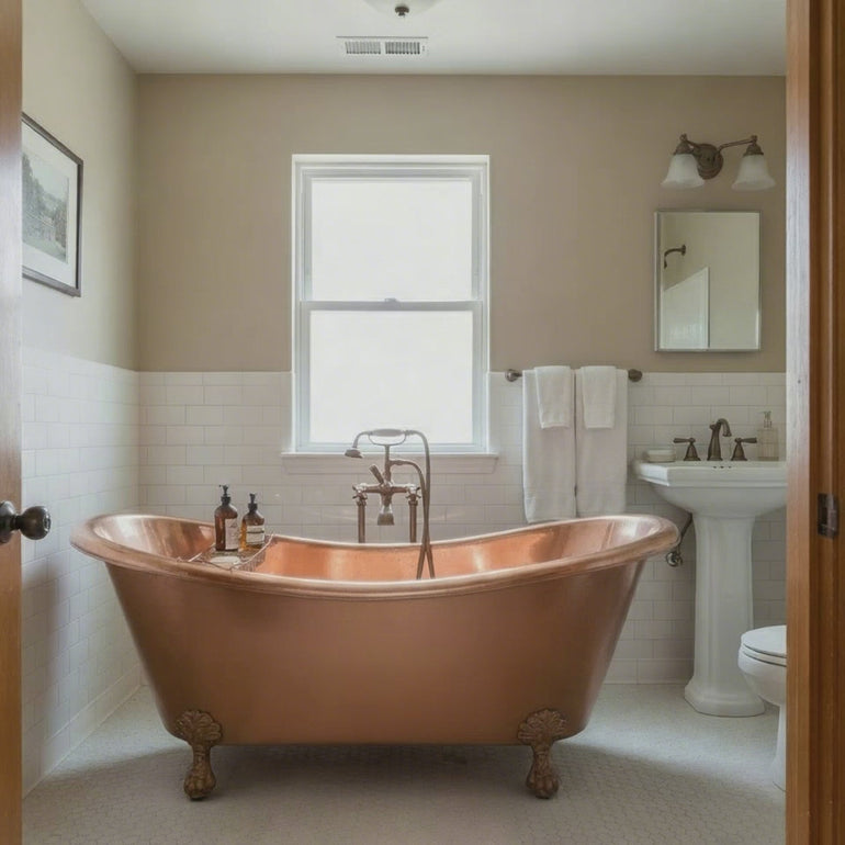 Clawfoot Copper Bathtub Hammered Polished Copper Finish