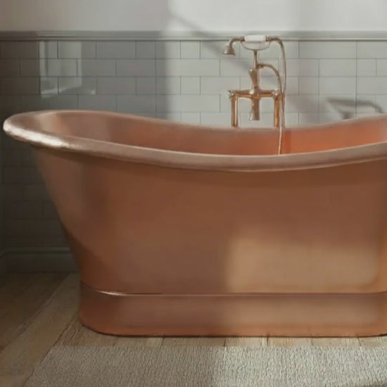 Slanting Base Copper Bathtub Full Shining Copper Finish