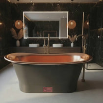 Straight Base Copper Bathtub Polished Copper Interior & RAL7024 Graphite grey Exterior