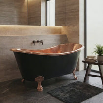 Hammered Clawfoot Copper Bathtub Copper Interior & Black Exterior