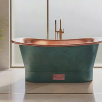 Straight Base Copper Bathtub Polish Copper Inside & Patina Exterior