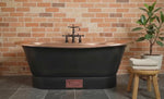 Load and play video in Gallery viewer, Straight Base Copper Bathtub Black Outside
