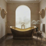 Load and play video in Gallery viewer, Roll Top Brass Bathtub Polished Interior &amp; Antique Finish exterior
