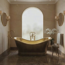 Roll Top Brass Bathtub Polished Interior & Antique Finish exterior
