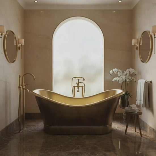 Roll Top Brass Bathtub Polished Interior & Antique Finish exterior