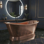 Load and play video in Gallery viewer, Slanting Base Hammered Polished Full Copper Bathtub
