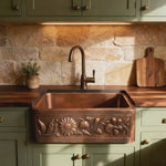 Load and play video in Gallery viewer, Copper Farmhouse Sink Sunflower Front Apron
