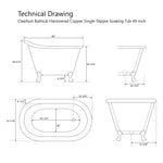 Load image into Gallery viewer, Clawfoot Bathtub Hammered Copper Single-Slipper Soaking Tub 49-inch
