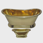 Load and play video in Gallery viewer, Brass Bathtub + Brass Basin: A Stunning Bath Space Duo
