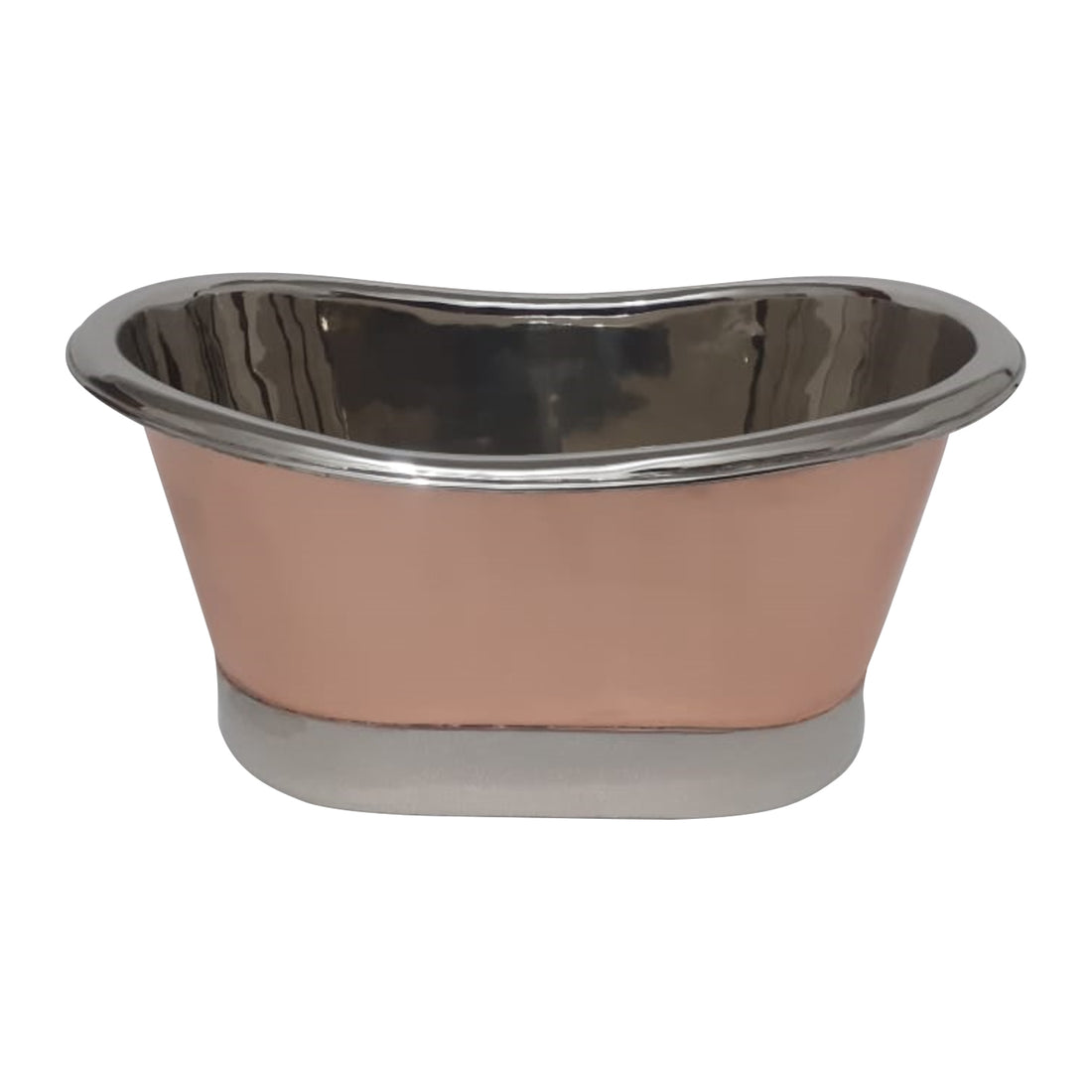 Copper Tub Style Sink Nickel Inside & on Base Copper Outside Straight Base