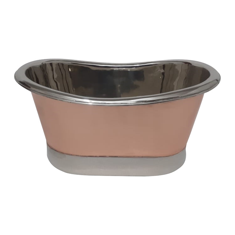 Copper Tub Style Sink Nickel Inside & on Base Copper Outside Straight Base