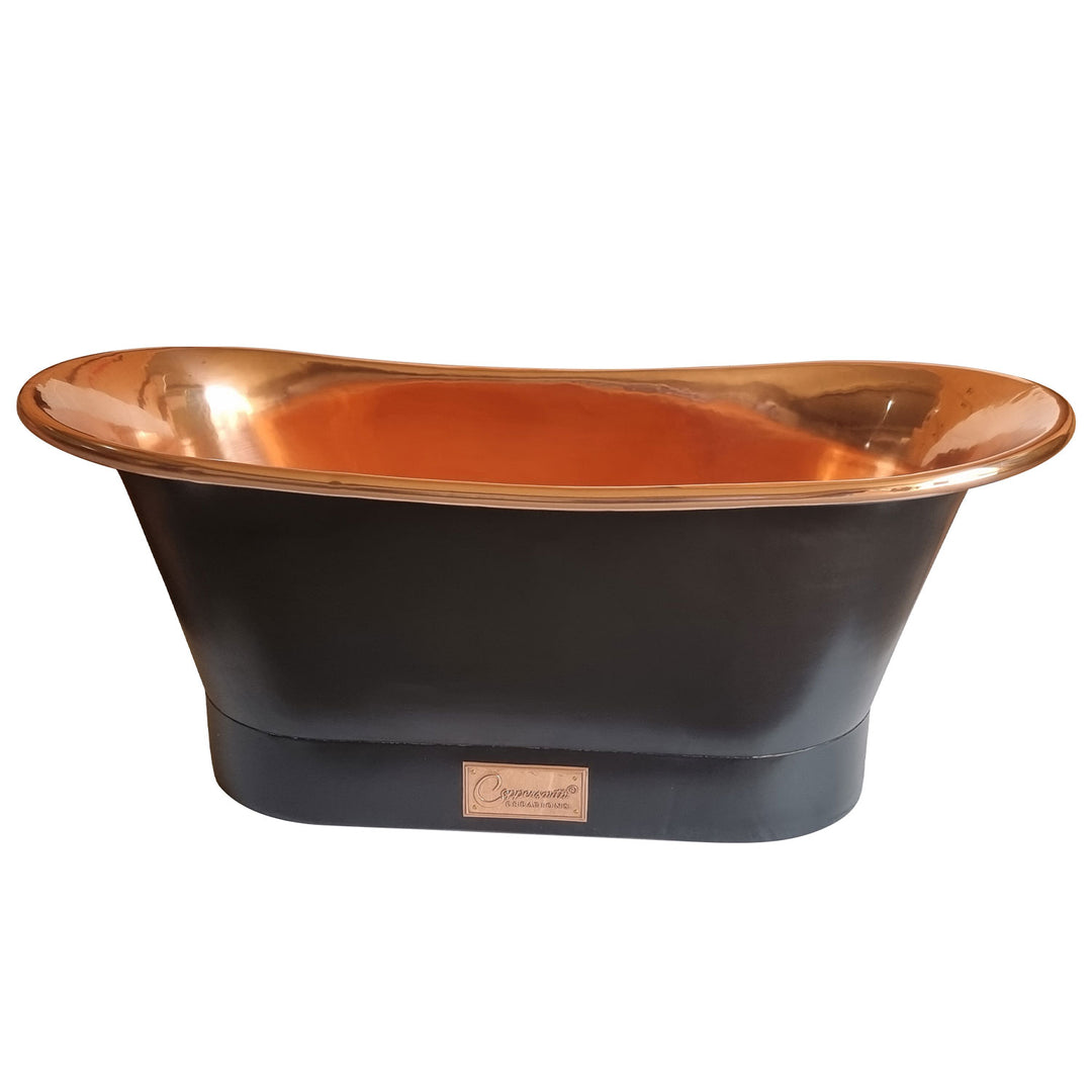 Straight Base Copper Bathtub Black Outside