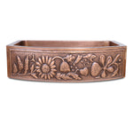 Load image into Gallery viewer, D Shape Sunflower Front Apron Copper Kitchen Sink
