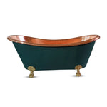 Load image into Gallery viewer, Hammered Clawfoot Copper Bathtub RAL 6004 Blue-Green Exterior
