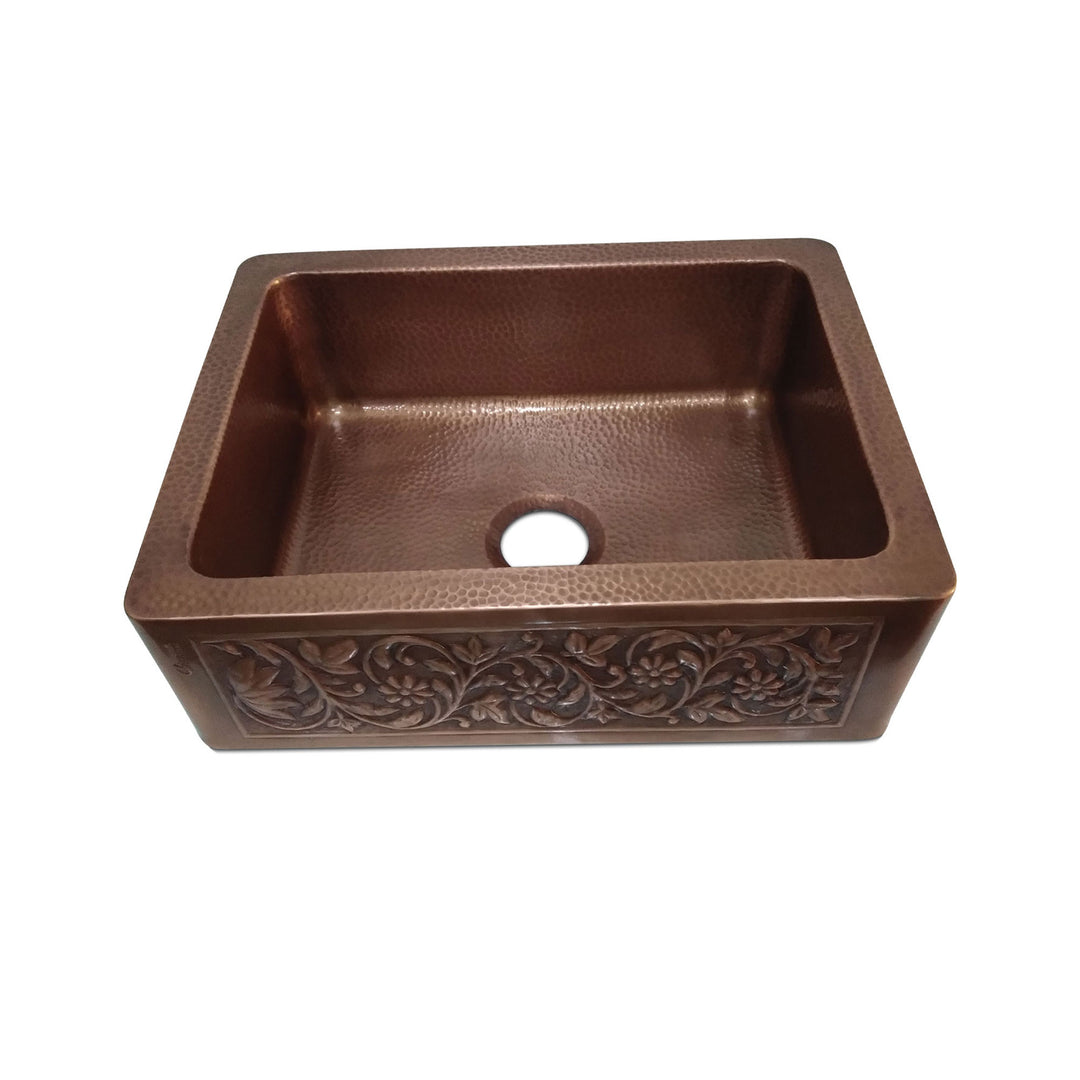 Copper Sink Vine Front Apron 23.50 x 17.50 x 8 inch