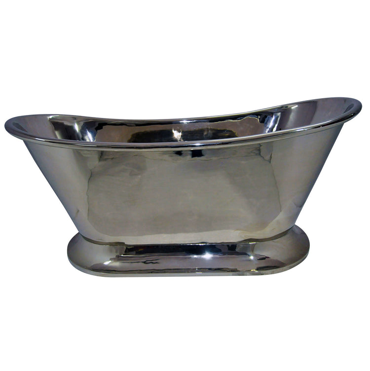 Nickel Finish Curved Pedestal Copper Bathtub - Coppersmith Creations