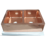 Load image into Gallery viewer, Double Bowl Copper Kitchen Sink Front Apron Smooth Shining Copper Finish
