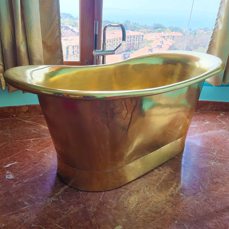 Straight Base Brass Bathtub Full Polished Brass Finish