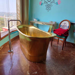 Load image into Gallery viewer, Straight Base Brass Bathtub Full Polished Brass Finish
