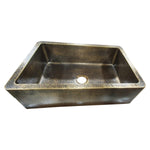 Load image into Gallery viewer, Single Bowl Hammered Front Apron Antique Brass Kitchen Sink
