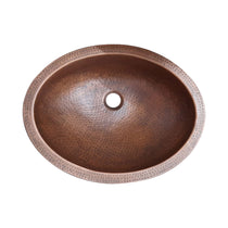 Oval Copper Sink Medium Antique 20 x 15.50 x 6 inch