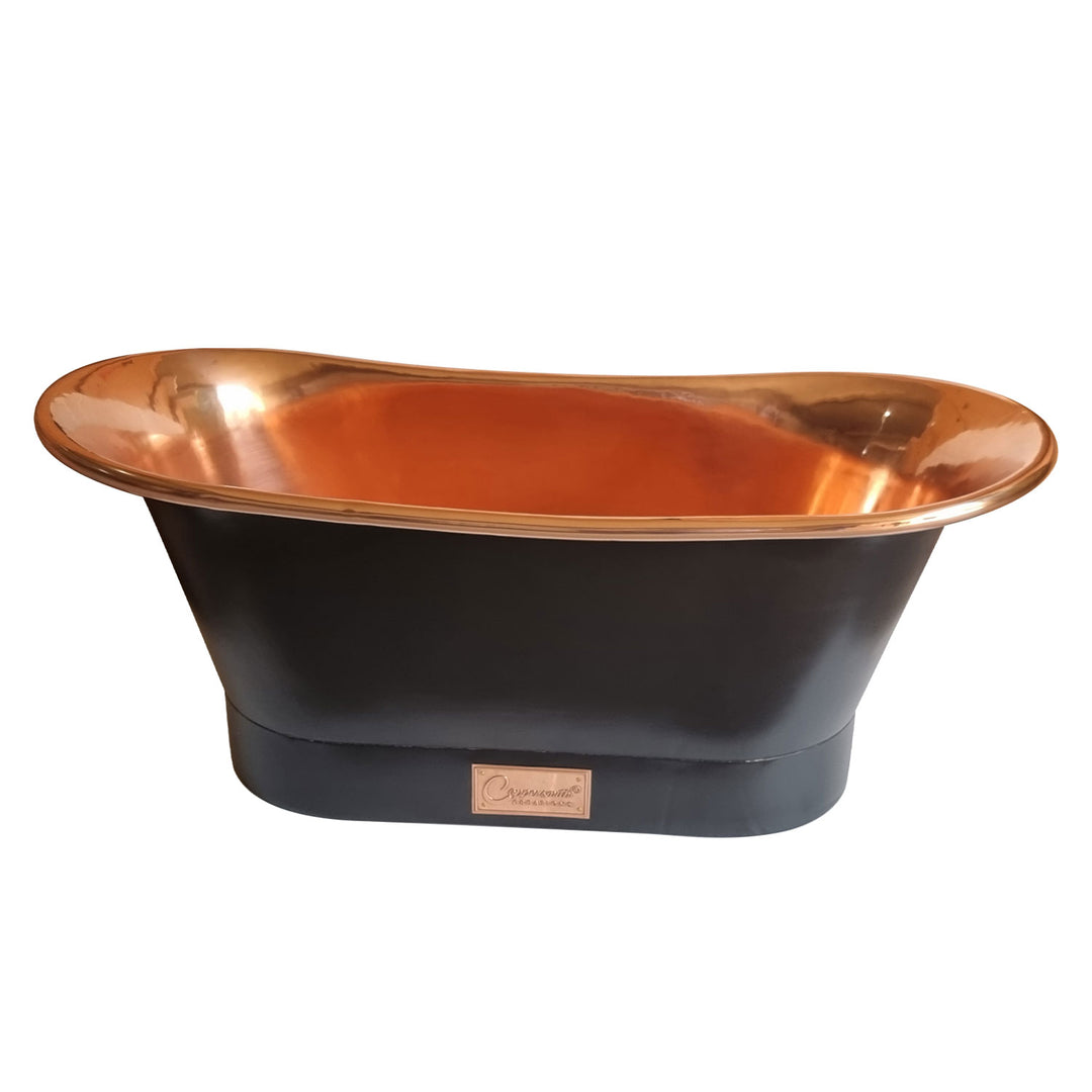 Straight Base Copper Bathtub Black Outside