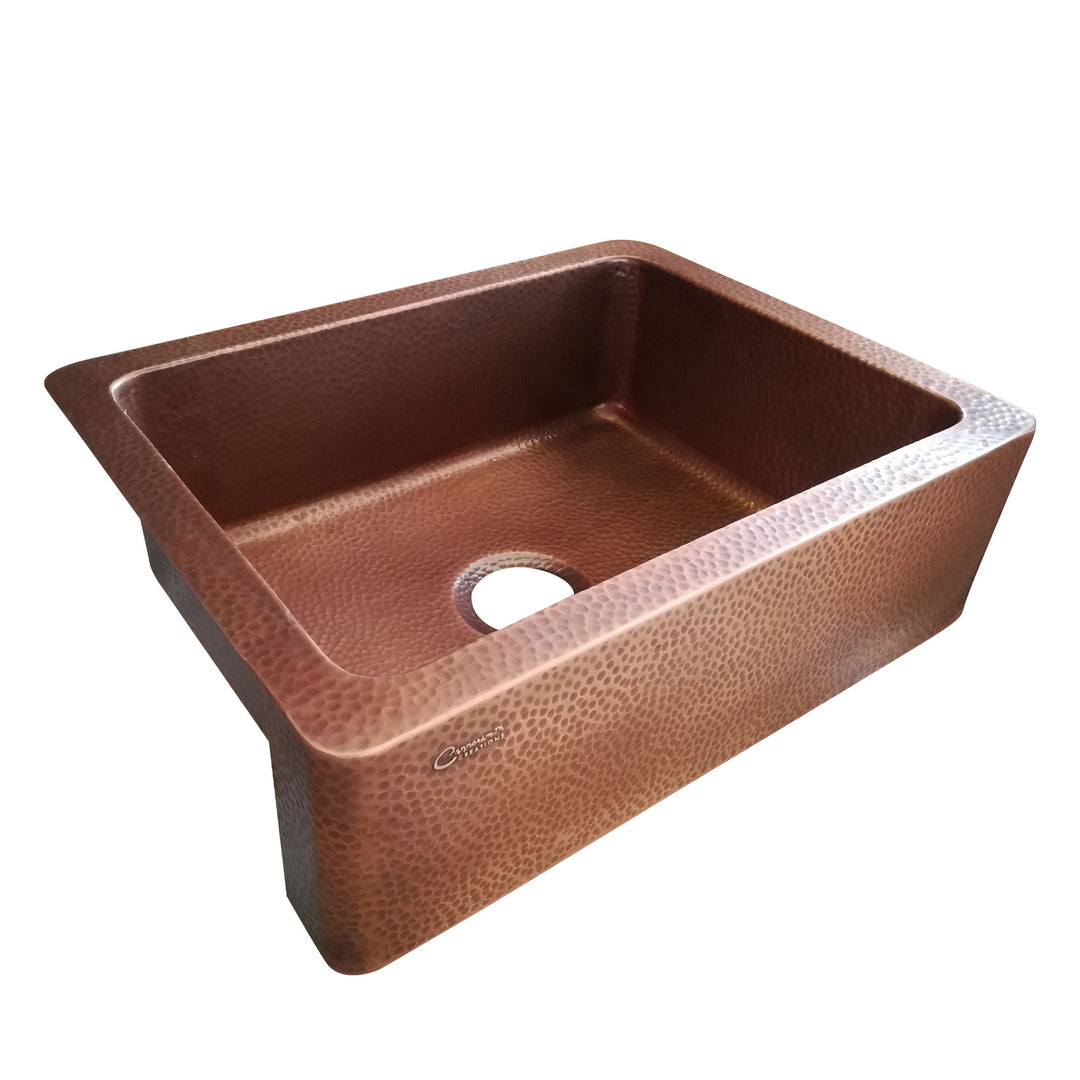 Copper Sink Hammered Front Apron 23.50 x 17.50 x 8 inch
