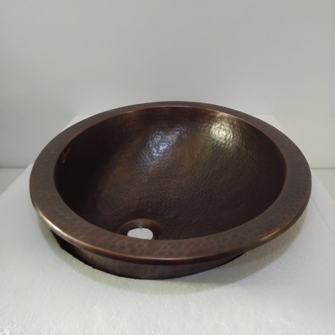 Oval Copper Sink Dark Antique 20 x 15.50 x 6 inch
